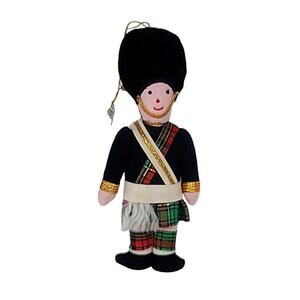 RARE Vtg Harrods Tartan Scottish Palace Guard Plaid Kilt Christmas Ornament VHTF